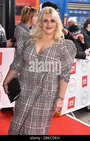 Jodie Prenger partecipa ai TRIC Awards 2020 alla Grosvenor House di Londra. Foto Stock