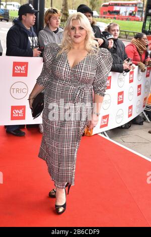 Jodie Prenger partecipa ai TRIC Awards 2020 alla Grosvenor House di Londra. Foto Stock