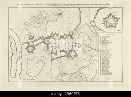 Assedio di Bergen op Zoom, 1747 Nuova Firma della città di Bergen op Zoom, come in luoghi-progettato, da un ingegnere francese (oggetto del titolo) Mappa dell'assedio di Bergen op Zoom da parte dei francesi luglio-settembre 1747. Top right bets with the Fort Lillo, including the Legend 1-38 and A- D Manufacturer : printmaker: Anonymous cartographer Unknown (listed building) publisher: Reinier Ottens (i) and Joshua (listed property) Place manufacture: Printmaker: Northern Netherlands cartographer: Bergen op Zoom Publisher: Amsterdam Date: 1747 Physical features: Etching material: Paper Technique: dimensioni attacco: piastra Foto Stock