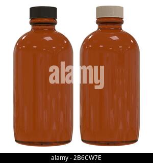 3d supplemento bottiglia ambra mockup su sfondo bianco Foto Stock