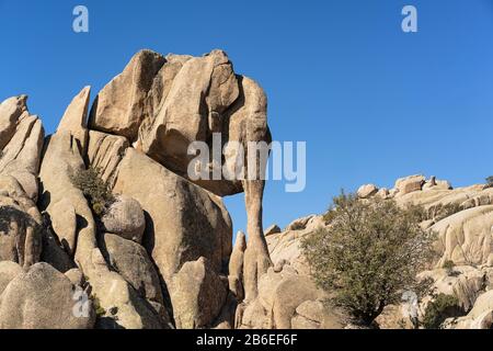 La roccia granitica dell'Elefantito a la Pedriza, Parco Nazionale della catena montuosa di Guadarrama a Manzanares El Real, Madrid, Spagna. Foto Stock