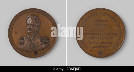 Bombardamento di Anversa Bronzen Penning. Voorzijde: Omschrift; borstbeeld van man in uniforme; op afsnede: Signatuur. Keerzijde: Omschrift; opschrift. Produttore : David van der Kellen (1804-1879)Plats fabbricante: Utrecht datazione: 28-okt-1830 - 31-dec-1830 Materiale: Brons Techniek: Slaan dimensioni: D 4,6 cm. × g 45,53 gr Oggetto: Bombardement van AntwerpenWanneer: 1830-10-27 - 1830-10-27 Foto Stock