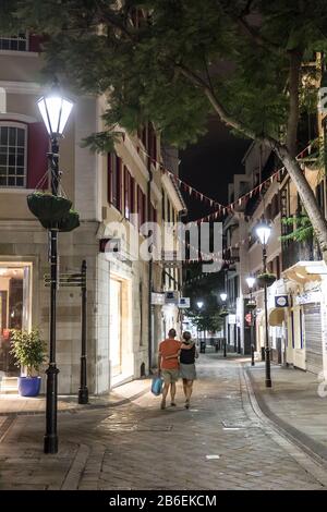 Si poteva camminare lungo la strada di notte, Gibilterra Foto Stock