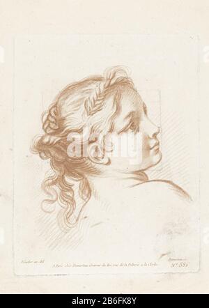 Busto di una giovane donna che guarda la spalla a destra. Con la matita ci sono linee mettere queste relazioni in faccia aangeven. Produttore : stampatore: Gilles Demarteau (proprietà in elenco) da disegnare: François Boucher (edificio in elenco) Editore: Gilles Demarteau (proprietà in elenco) Luogo fabbricazione: Stampatore: Francia Editore: Parigi Data: 1756 - 1776 caratteristiche Fisiche: Crayonmanier in sanguine, materiale matita: Carta tecnica matita: Crayonmanier dimensioni: Bordo piatto: H mm 228 × W 178 mm Oggetto: Testa (umana) - AA - figura umana femminile (+ vista laterale, profilo) Foto Stock