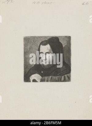 Busto di un monaco Ritratto Busto a sinistra di un uomo sconosciuto con kap. Produttore : stampatore: Cornelis van der Grient (indicato sull'oggetto) Data: 1858 caratteristiche Fisiche: Attacco chimico a secco e ago; materiale di prova: Carta Tecnica: Incisione / misurazione del punto di asciugatura: Bordo della piastra: H 66 mm × b 68 mm Oggetto: Adulto (+ vista frontale) monaco (s), frate (s) Foto Stock