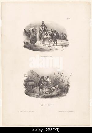 Campagna 1814 Campagna di caccia all'anatra 1814 (oggetto del titolo) Apporte Apporte (oggetto del titolo) un agricoltore comunica con un ufficiale a cavallo durante la campagna nel nord-est della Francia 1814. Produttore : stampatore: Victor Adam (edificio elencato) stampatore: Alphonse Bichebois (edificio elencato) editore: Balthazar Bance (proprietà elencata) Fabbricazione Del Luogo: Parigi Data : 1832 Materiale: Carta tecnica: Litografia (tecnica) dimensioni: Foglio: H 399 mm × W 284 mm Oggetto: Guerra; affari militari caccia di uccelli Foto Stock