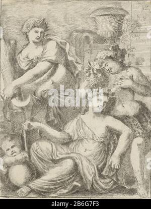 Ceres, Bacco en Venere e Cupido, accompagnati da Ceres e Bacco. Immaginazione del detto 'parte Cerere et Baccho freget Venere '(senza pane e vino congela l'amore) . Produttore : stampatore Pieter van der Plas (II) Luogo di produzione: Nord Paesi Bassi Data: 1687 - 1708 Caratteristiche Fisiche: Engra e materiale di incisione: Carta Tecnica : incisione / engra (processo di stampa) dimensioni: Foglio: H 164 mm × W 126 mm Oggetto 'INA Cerere et Baccho freget Venus' Foto Stock