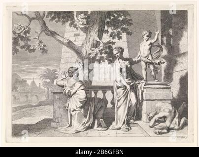Cristo rompe un'immagine biblica, mitologica e allegorica (titolo della serie) Il Cristo Bambino si erge su un piedistallo e ha appena rompere un'immagine religiosa. L'immagine è in pezzi sul pavimento. Maria e Giuseppe guardano. La stampa fa parte di una serie di voorstellingen bibliche, mitologiche e allegoriche. Produttore : stampatore John Glauber (edificio elencato), progettato da Gerard de Lairesse (edificio elencato) Editore: Leonard Schenk (possibile) Luogo di produzione: Stampatore editore sconosciuto: Amsterdam Data: 1656 - 1726 caratteristiche Fisiche: Acquaforte; materiale di prova: Carta Tecnica: Acquaforte di Foto Stock