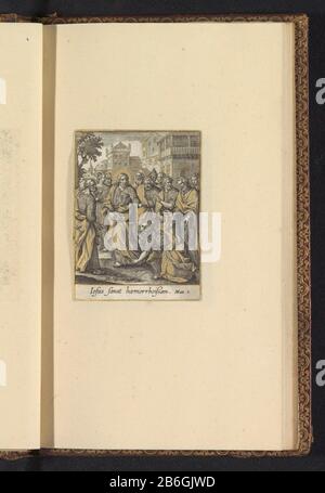 Cristo Healing la donna sanguinante vita Iesu Salvatoris varijs iconibus ab Adriano Collaert expia (serie titolo oggetto) Cristo che guarisce la donna sanguinante. Parte della serie di immagini sulla vita di Cristo: Vita Iesu Salvatoris varijs iconibus ab Adriano Collaert expia. In foto album con due set di rispettivamente 34 e 25 engras con scene della vita, e la Passione di Christus. Produttore : print maker: Adriaen Collaertnaar stampa di: Jacques il disegno Bienaar: Maerten il Vokigever: Adriaen CollaertPlatats fabbricante: Antwerpen Datato: CA. 1580 - ca. 1590 caratteristiche Fisiche Foto Stock