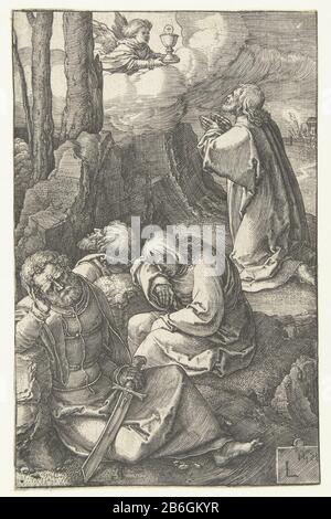 Cristo nel Giardino del Getsemani piccola Passione (seriettel) Tre Apostoli dormono, Cristo prega sulla montagna. Angel con un calice all'hemel. Produttore : stampatore: Lucas van Leyden (edificio elencato) nel suo disegno: Lucas van Leyden Luogo fabbricazione: Olanda Data: 1521 caratteristiche Fisiche: Materiale di automobile: Tecnica di carta: Engra (processo di stampa) dimensioni: Foglio: H 116 75 mm × b mm Soggetto: Agonia di Cristo; tre (o undici) apostoli dormono Foto Stock
