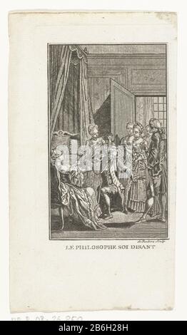 Clarissa de Filosoof Il filosofo presumibilmente (op titel object) Illustrazione per la storia ' le Philosophe soi Disant 'dalle storie di JF Marmontel 'Contes moreaux. Una giovane donna, Clarissa, seduta in camera e ricevere un uomo che pretende di essere filosoof. Produttore : stampatore: N. de Boubers (edificio elencato), progettato da Hubert François GravelotPlats fabbricazione: Stampatore sconosciuto alla progettazione: Parigi Data: Dopo 1765 - ca. 1780 caratteristiche Fisiche: Incisione e engra materiale: Carta Tecnica: Incisione / engra (processo di stampa) Misure: Bordo della lastra: H × 150 mm b 85 mmToelichtingGema Foto Stock