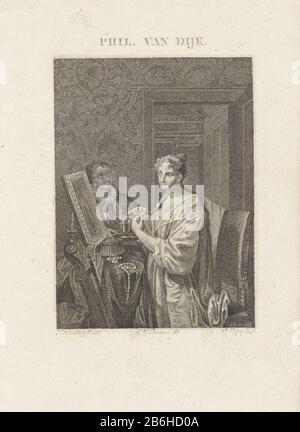 La signora fa del suo gabinetto UNA signora davanti ad uno specchio fa il suo gabinetto. Oltre alla sua cameriera con un dienblad. Produttore : stampatore: Philip Vellum (edificio elencato) per disegnare Nicolaus Heidelberg (proprietà elencata) alla pittura: Philip van Dijk (edificio elencato) supervisione: Jan Willem Pieneman (oggetto elencato) Luogo produzione: Paesi Bassi Data: 1819 caratteristiche Fisiche: Acquaforte e engra materiale: Carta Tecnica: Acquaforte / engra (processo di stampa) Misure: Foglio: 115 mm × h b 84 mmToelichtingPrent utilizzato anche in: Nederlandsche Muzen-Almanac. Rotterdam: J. Immerzeel, 1819. Oggetto: MAK Foto Stock