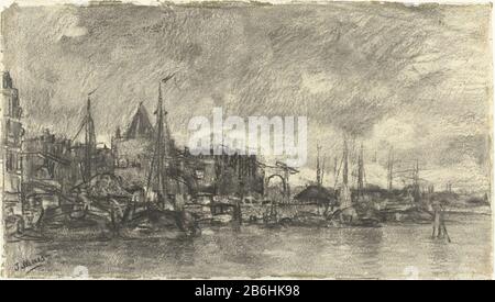 L'esterno della Schreierstoren ad Amsterdam, SK-A-3674 l'esterno con la Schreierstoren, Amsterdam, Tipo Di Oggetto: Numero di oggetto disegno: SK-A-3674 Iscrizioni / marchi: Firma, in basso a sinistra, scritto a mano, 'J. Maris' fabbricante : artista: Jacob Maris (inserito nell'elenco delle proprietà) Fabbricazione Del Luogo: Amsterdam Data: 1847 - 1899 caratteristiche Fisiche: Carbone di legna materiale: Carbone di carta dimensioni: H 214 mm × W 382 mm Oggetto: Quay Foto Stock