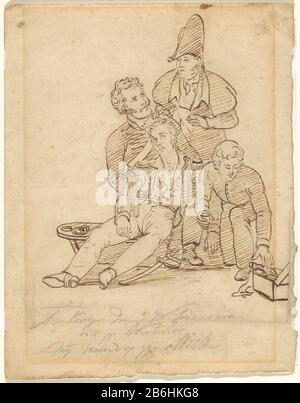 Il colonnello britannico Sir William Howe Lancey viene fornito dopo il suo studio Preliminare di ferita per il gruppo nell'angolo destro della 'Battaglia di Waterloo'. Produttore : pittore Jan Willem Pieneman luogo di produzione: Amsterdam Data: 1823 - 1824 caratteristiche Fisiche: Penna in marrone su uno schizzo leggero a matita materiale: Carta matita Tecnica: Dimensioni dello schizzo: H 201 mm × W 156 mm Foto Stock