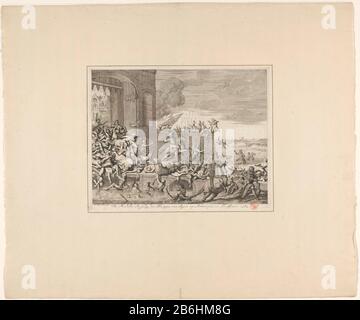 Francese Fury ad Anversa, 1583 il fallito attacco di cuore occhi d'Angiò ad Anversa nel Jaare 1583 (oggetto del titolo) Francese Fury ad Anversa, 17th gennaio 1583. I soldati francesi maraudenti del duca d'Angiò nella città di Kipdorppoort ​​gejaagd. Produttore : stampatore Jan Luyken (Proprietà elencata) Designed by Jan Luyken (edificio elencato) editore: Vedova Joannes van Someren (possibile) editore: Abraham Wolfgang (possibile) editore: Hendrick and Dirk Boom (possibile) editore: Willem de Jonge (possibile) Luogo produzione: Amsterdam Data: 1679 - 1690 Materiale: Paper Tecnica: Etching / engra Foto Stock