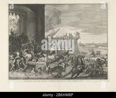 Francese Fury di Anversa, 1583 francese Fury di Anversa, gennaio 17th 1583. I soldati francesi maraudenti del duca d'Angiò a Kipdorppoort la città gejaagd. Produttore : stampatore Jan Luyken al progetto: Jan Luyken Luogo produzione: Nord Paesi Bassi Data: 1678 - 1680 caratteristiche Fisiche: Incisione ed engra materiale: Carta Tecnica: Incisione / engra (processo di stampa) Misure: Bordo della lastra: H 272 mm × W 347 mmToelichtingDeze Stato in preparazione per l'uso come illustrazione in: J. le Clerc, Storie dei Paesi Bassi Uniti, dall'inizio della quale la Repubblica fino al Trattato Foto Stock