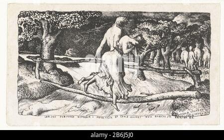 Il diluvio un uomo e una donna disperata che stabbing un fiume che scorre veloce. Camminano sopra un ponte fatto di due tronchi. Il fiume galleggia una pecora morta e il corpo di una vrouw. Produttore : stampatore Edward Calvert (edificio elencato) nel suo disegno: Edward Calvertuitgever Edward Calvert (proprietà elencata) Luogo di produzione: Stampatore: Inghilterra Editore: Londra Data: 1829 - Ott 1 1829 caratteristiche Fisiche: Litografia materiale: Carta tecnica: Litografia (tecnica) dimensioni: H 42 mm × W 77 mmToelichtingoverstromming il fiume Findhorn Oggetto: alluvione quando: 1829 - 1829 Foto Stock