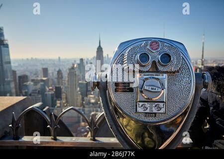 New York City Manhattan Rockefeller Center piattaforma di osservazione per i turisti Foto Stock