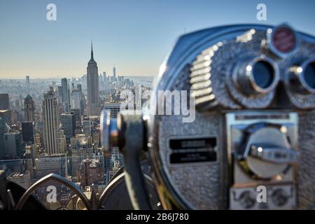 New York City Manhattan Rockefeller Center piattaforma di osservazione per i turisti Foto Stock