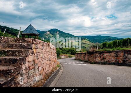 Colline con vigneti in Alsazia, Francia Foto Stock