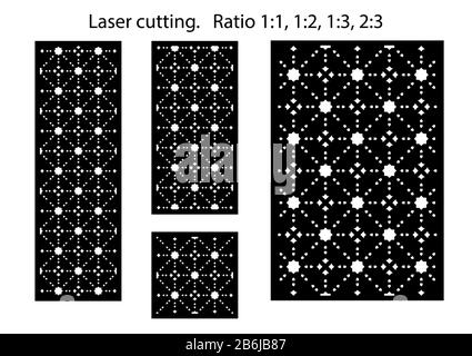 Set di pannelli vettoriali decorativi per taglio laser. Illustrazione Vettoriale