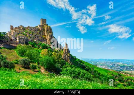 Craco vecchia città fantasma, popolare posizione filmato. Matera, Basilicata Italia meridionale, Europa. Foto Stock