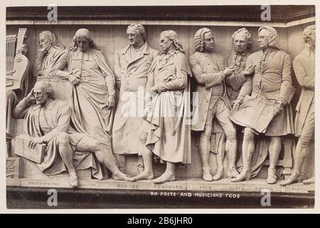 Parte del fregio Parnaso alla base dell'Albert Memorial a Londra poeti e musicisti Poeti e musicisti (oggetto del titolo) Onderdeel van Reisalbum Europese steden, vermoedelijk Zweeds. Produttore : fotografaf: F.G.O. StuartPlats manufacture: Londen Dating: 1878 - 1890 Physical kenmerken: Albuminedruk Material: Fotopapier Techniek: Albuminedruk dimensioni: H 110 mm × b 170 mm Oggetto: Monumento, statua Foto Stock