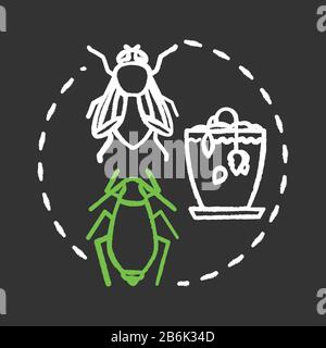 Identificatore Pest gesso RGB colore icona concetto. Le piante interne si preoccupano. Fiori cura. Sbarazzarsi di bug in houseplants idea. Lavagna con isolamento vettoriale Illustrazione Vettoriale