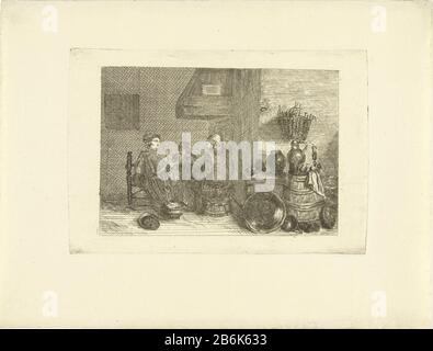 Tre figure mangiare dal camino Tre figure mangiare dal camino tipo di oggetto: Immagine numero articolo: RP-P-1917-397 Iscrizioni / marchi: Collector's mark, vero, stampato: Lugt 2233 Produttore : stampatore G. di CittersPlats fabbricazione: Paesi Bassi Data: Intorno al 1750 - circa 1800 Caratteristiche Fisiche: Materiale di attacco: Carta Tecnica: Incisione dimensioni: Bordo della piastra: H 138 mm × W 200 mm Oggetto: Focolare aperto, camino e cucina-interno Foto Stock