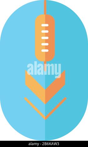 Mouse per computer con frecce in basso disegno piatto Cartoon icona colore RGB. Indicatore di movimento a scorrimento verso il basso. Elemento PC con tre frecce. Puntatore al sito Web Illustrazione Vettoriale