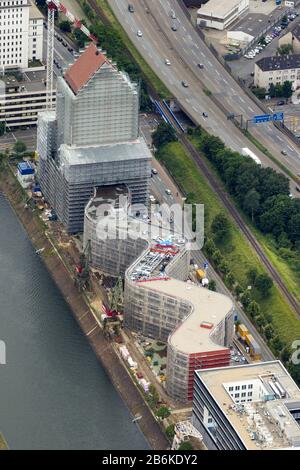 Archivio di Stato NRW edificio su un ex molo del porto interno di Duisburg, 17.06.2012, vista aerea, Germania, Renania settentrionale-Vestfalia, Ruhr Area, Duisburg Foto Stock