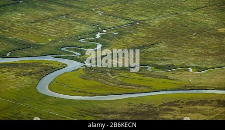 , Ostheller-paesaggio e saline nelle isole di Wadden mare prils Norderney come parte delle Isole Frisone Orientali, vista aerea, 27.08.2014, Germania, bassa Sassonia, Norderney, Frisia Est Foto Stock