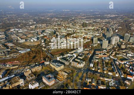 Centro città di Essen, Suedviertel, vista aerea, 01.02.2012, Germania, Renania Settentrionale-Vestfalia, Ruhr Area, Essen Foto Stock