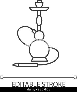 Icona lineare perfetta per i pixel di hookah. Casa sheesha. Relax egiziano. Lounge Nargile. Illustrazione personalizzabile a linee sottili. Simbolo del contorno. Vettore Illustrazione Vettoriale