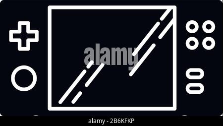 Console di videogiochi portatile icona glifo nero. Gadget per giochi palmari con pulsanti. Dispositivo elettronico tascabile. Intrattenimento. Tecnologia. Silhouette Illustrazione Vettoriale