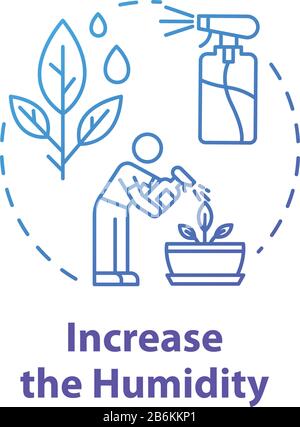 Icona aumenta concetto di umidità. I fiori interni riguardano. Cura delle piante di casa. Illustrazione della linea sottile dell'idea di manutenzione dell'umidità. Contorno isolato del vettore Illustrazione Vettoriale