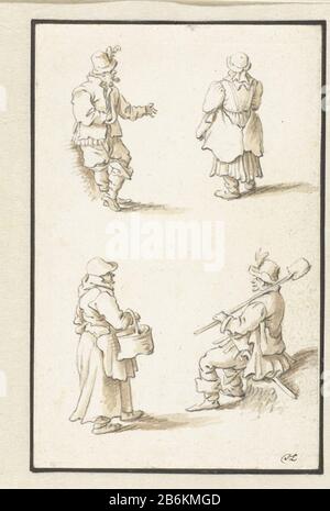 Un uomo, due donne e un uomo con le loro spade, un uomo in piedi e una donna, una donna a piedi e un uomo seduto con le loro spade sul suo schouder. Produttore : artista: Herman Saftleven dating: 1619 - 1685 Caratteristiche Fisiche: Pennello in marrone, gesso nero materiale: Gesso carta Tecnica: Dimensioni spazzola: H 141 mm × W 90 mm Oggetto: Figura in piedi - AA - figura umana femminile seduta figura in piedi Foto Stock