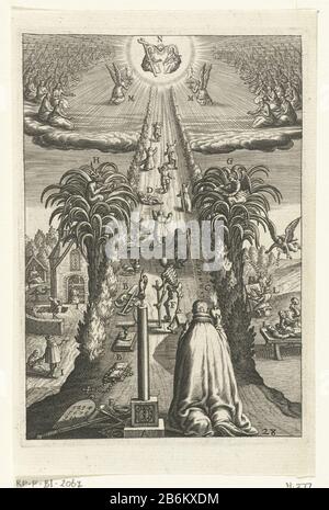Embleem ha incontrato uomo die kijkt naar zijn goede werken en de weg die hij in de toekomst moet gaan Den wech des eeuwich levens (seriettel) UN uomo guarda le sue buone opere e osserva cosa fare e che modo di andare nel toekomst. Produttore : Printmaker: Boëtius Adamsz. Bolswertnaar proprio design: Boëtius Adamsz. Bolswertuitgever: Hendrik Aertssens Luogo di produzione: Print maker: The Netherlands Editore: Antwerpen Data: 1620 caratteristiche Fisiche: Engra materiale: Carta Tecnica: Engra (processo di stampa) Misure: Bordo della lastra: H 138 mm × b 97 mmToelichtingPrent di: Antoine Suquet, Il wech d Foto Stock