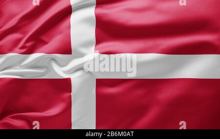 Sventolare bandiera nazionale della Danimarca Foto Stock