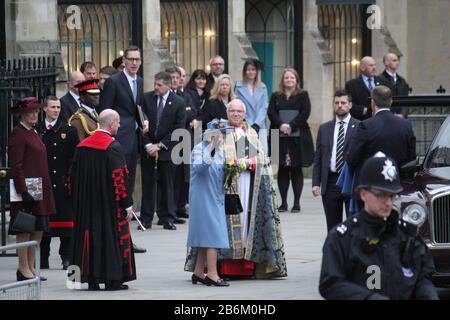 Londra, Regno Unito - 09/03/2020: La regina Elisabetta II partecipa al servizio del Commonwealth Day a Westminster Abby, Londra. Foto Stock