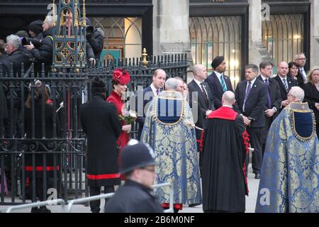 Londra, Regno Unito - 09/03/2020: Prince William e Kate Middleton partecipano al servizio del Commonwealth Day a Westminster Abby, Londra. Foto Stock