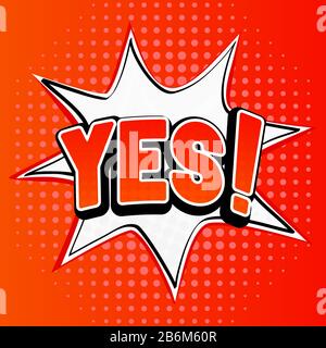 Sì, segno. Stile fumetto su sfondo arancione Illustrazione Vettoriale