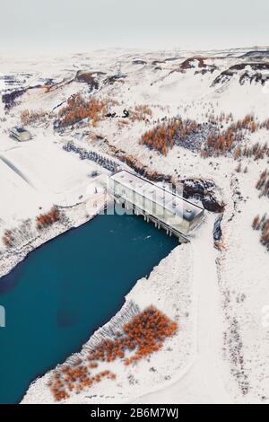 Centrale Idroelettrica Di Burfellsvirkjun, Thjorsardalur, Islanda Foto Stock