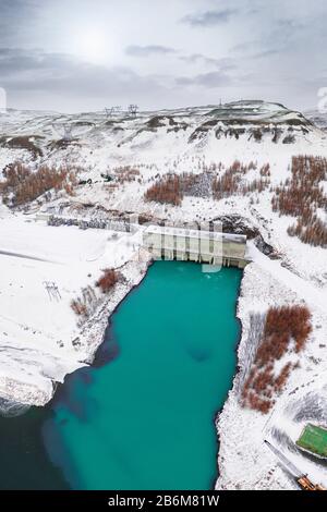 Centrale Idroelettrica Di Burfellsvirkjun, Thjorsardalur, Islanda Foto Stock