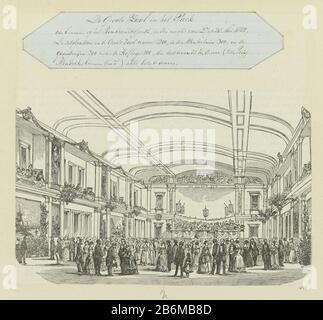 Feest ter onthulling van het standbeeld van Rembrandt Harmensz van Rijn op het Rembrandtplein te Amsterdam op 27 mei 1852 Festa per l'inaugurazione della statua di Rembrandt Harmensz. Van Rijn Rembrandt ad Amsterdam il 27 maggio 1852 Oggetto tipo : illustrazione del libro immagine numero articolo: RP-P-1921-1266 Iscrizioni / marchi: Iscrizione, recto top center, scritta a mano: 'La Grande Sala nel Parco / all'interno, il Festival di Rembrandt nella notte dal 27 al 28 maggio 1852. / i posti nella Sala Grande erano nel 1200, nel Winter 300 in / gallerie 200 e l'Hofloge 100 quella sera alle 8 (al Principe / Hen Foto Stock