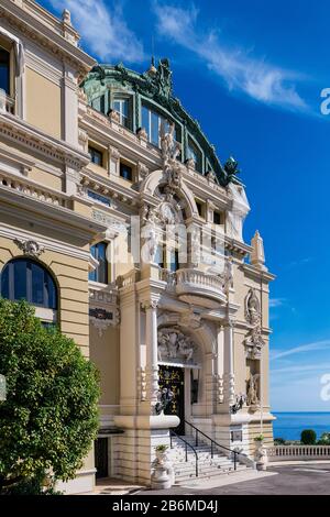 Dettagli esterni di La Salle Garnier, Opéra de Monte-Carlo, Monaco. Foto Stock