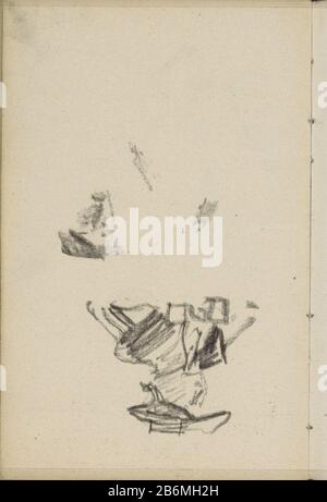Figuurstudies Donna con un cappello e un uomo con un cappuccio. Pagina 91 di un libro di schizzi con 46 lame prodotte ad Amsterdam e Haarlem. Produttore : artista George Hendrik Breitner Fabbricazione A Partire Da: Amsterdam Data: CA. 1906 - 1923 caratteristiche Fisiche: Gesso nero materiale: Gesso Soggetto carta: Adulto donna uomo adulto Foto Stock