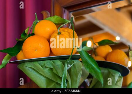 Istantanee della festa degli agrumi a Cannero Riviera, Verbania, Lago maggiore, Piemonte, Italia Foto Stock