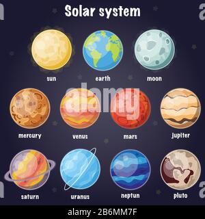 Set cartoon di pianeti sistema solare . Illustrazione del vettore Illustrazione Vettoriale