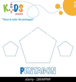 Traccia e colora la forma. Esercitazione sul foglio di lavoro della prescolastica. Foglio di lavoro stampabile facile e colorato per i bambini. Illustrazione Vettoriale